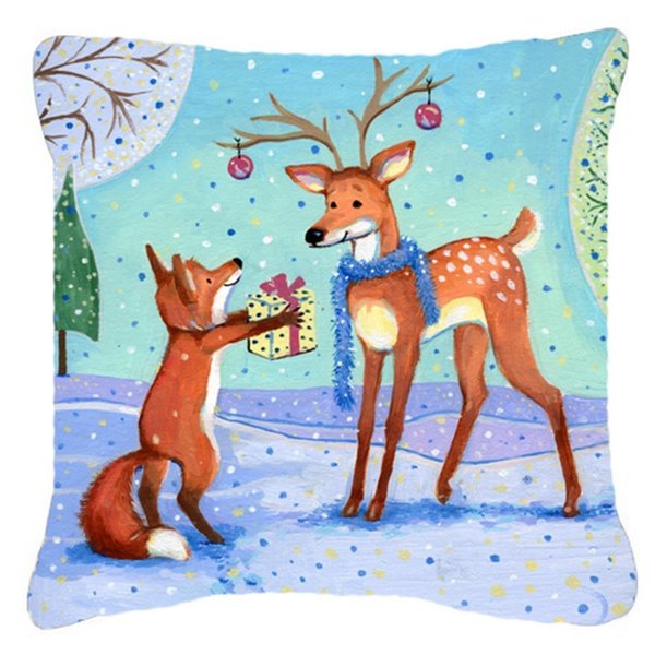 Jensendistributionservices Christmas Present From the Fox Canvas Decorative Pillow MI2557498